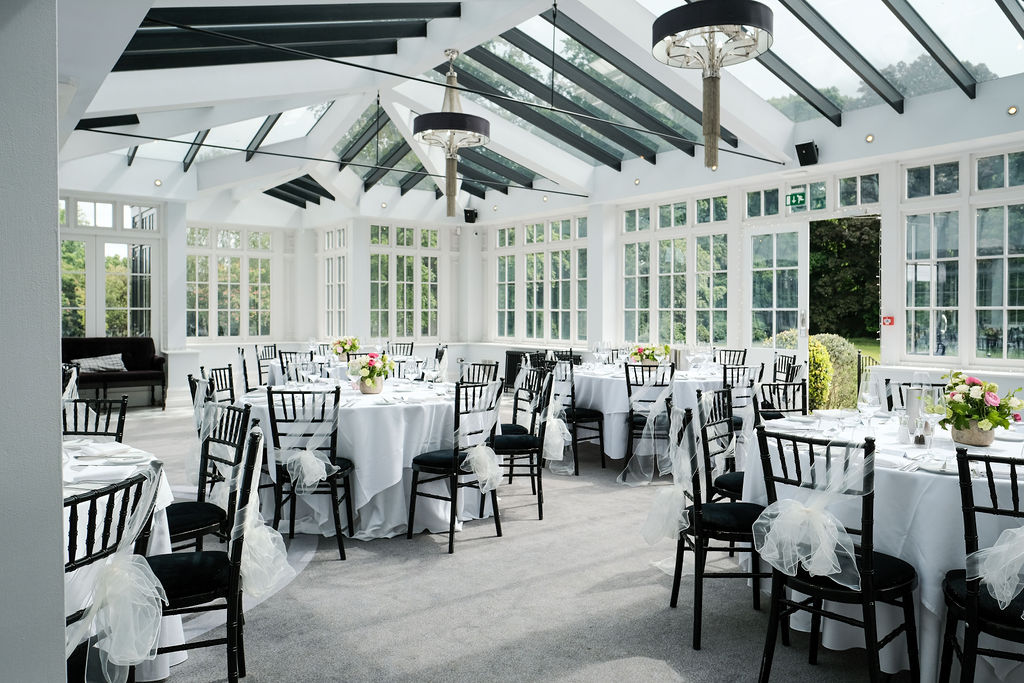 Swynford Manor garden room wedding tables