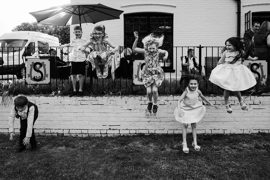Children jumping, Swynford Manor wedding